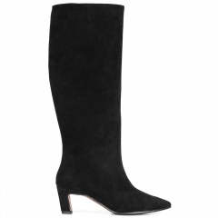 Czarne welurowe kozaki na niskim obcasie 210K