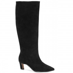 Czarne welurowe kozaki na niskim obcasie 210K