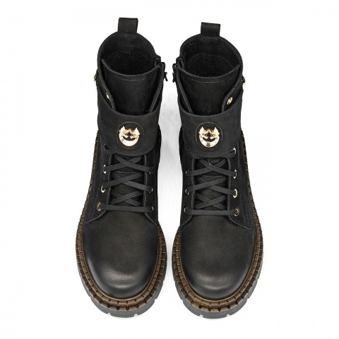 Czarne nubukowe botki z klamrami 289B