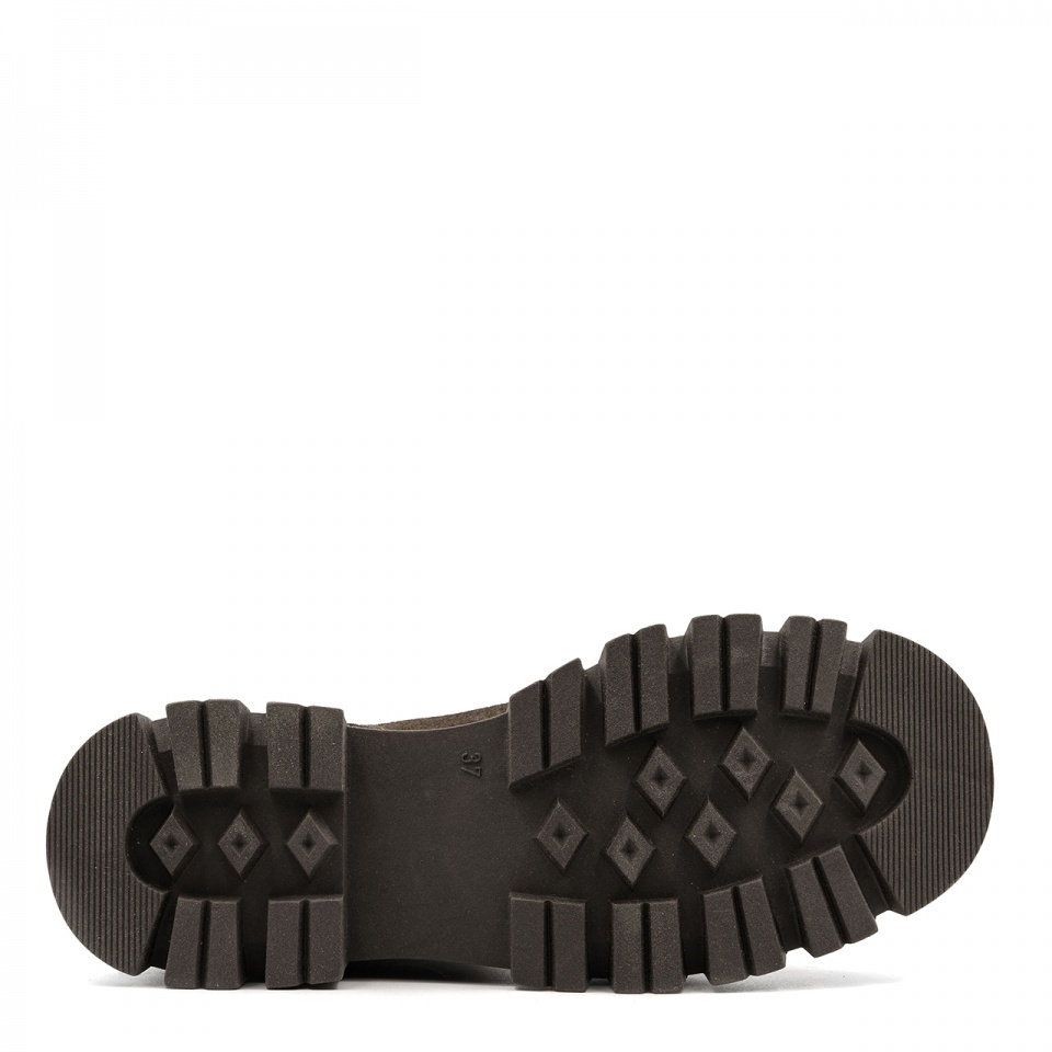 Brązowe welurowe botki z zamkiem 251B