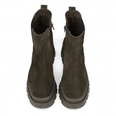 Brązowe welurowe botki z zamkiem 251B