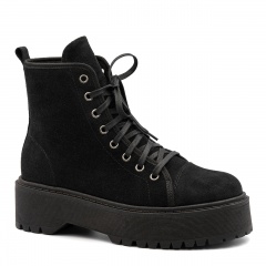 Czarne welurowe wiązane workery 246F