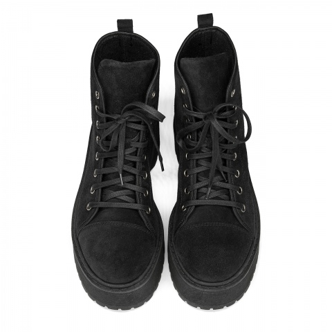 Czarne welurowe wiązane workery 246F