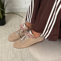 Beżowe welurowe sneakersy 291A