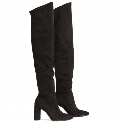 Brązowe kozaki za kolano na wysokim słupku 111K