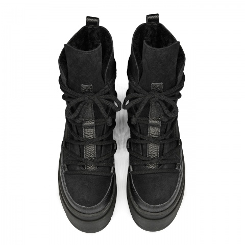 Czarne welurowe botki na platformie sohimmo 280G