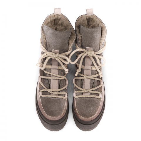 Kawowe welurowe botki na platformie sohimmo 280G