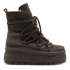 Brązowe welurowe botki na platformie sohimmo 280G