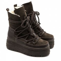 Brązowe welurowe botki na platformie sohimmo 280G