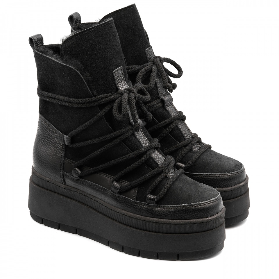 Czarne welurowe botki na platformie sohimmo 280G