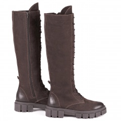 Brązowe sznurowane kozaki z nubuku 242K