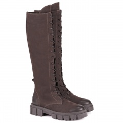 Brązowe sznurowane kozaki z nubuku 242K