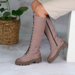 Wysokie sznurowane kozaki z nubuku 242K