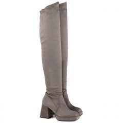 Kawowe kozaki na masywnym obcasie 211L