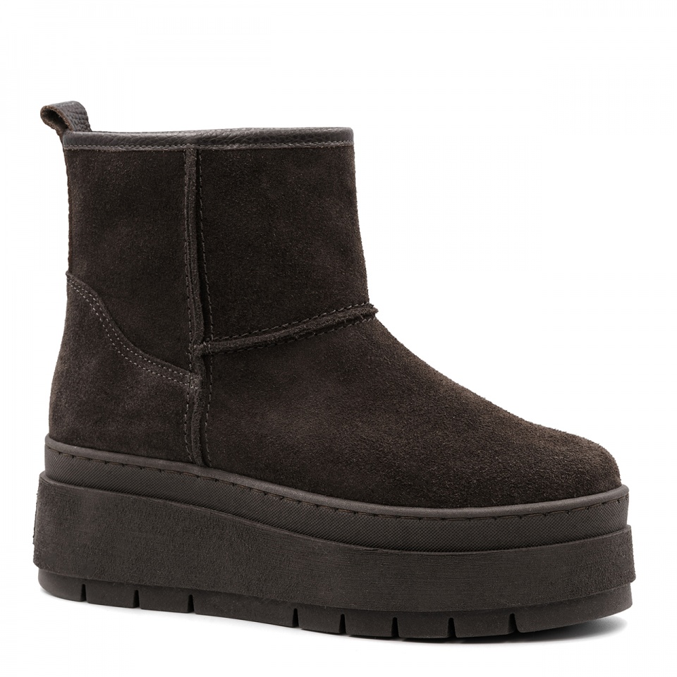 Brązowe welurowe botki na platformie sohimmo 280X