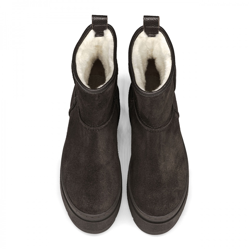 Brązowe welurowe botki na platformie sohimmo 280X