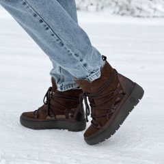 Czekoladowe ocieplane botki z weluru 280S