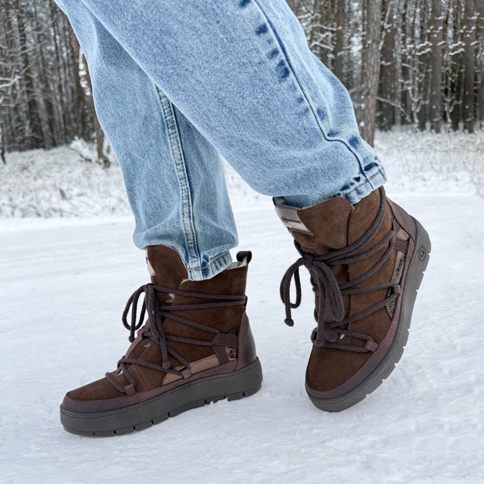 Czekoladowe ocieplane botki z weluru 280S