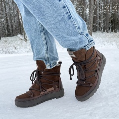 Czekoladowe ocieplane botki z weluru 280S