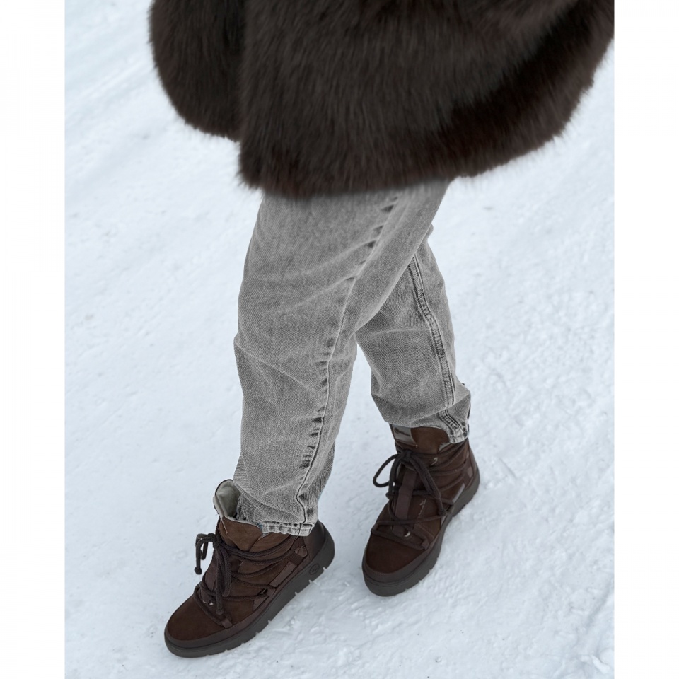 Czekoladowe ocieplane botki z weluru 280S