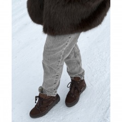 Czekoladowe ocieplane botki z weluru 280S