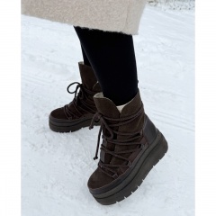 Brązowe welurowe botki na platformie sohimmo 280G