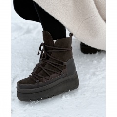 Brązowe welurowe botki na platformie sohimmo 280G