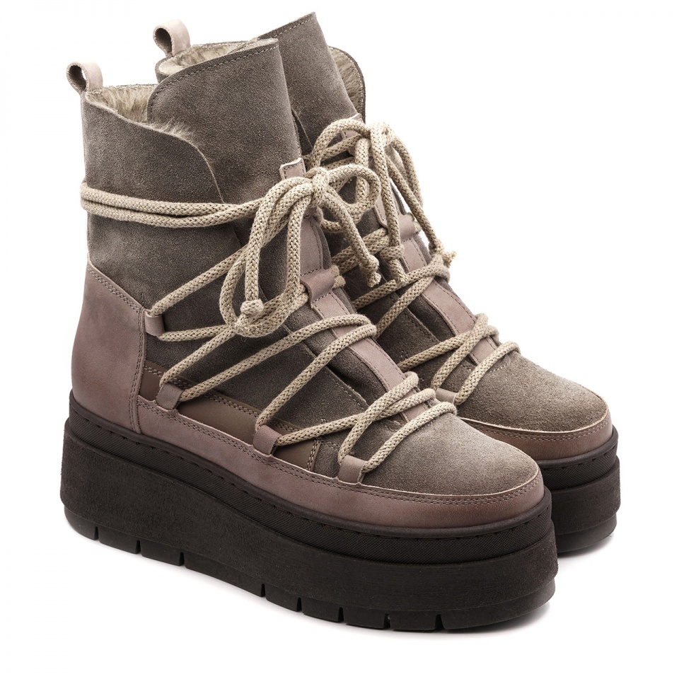 Kawowe welurowe botki na platformie sohimmo 280G