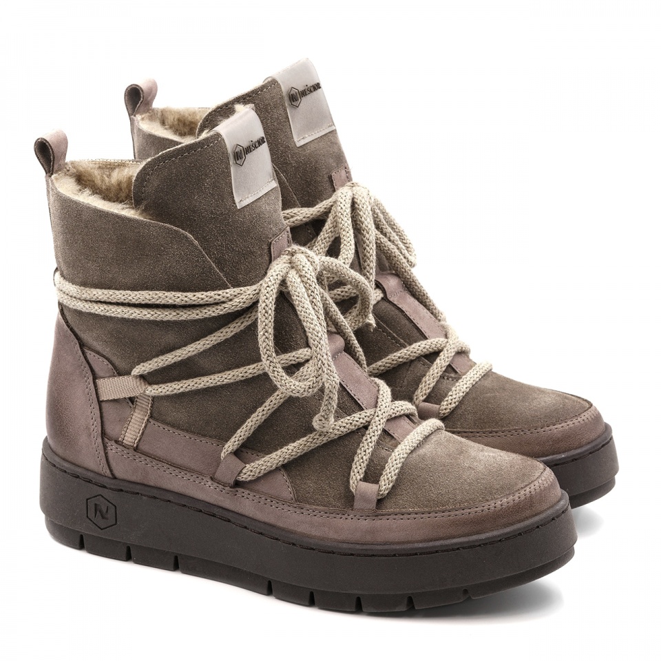 Kawowe ocieplane botki z weluru 280S