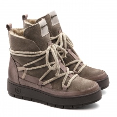 Kawowe ocieplane botki z weluru 280S