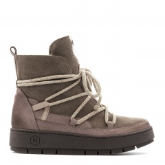 Kawowe ocieplane botki z weluru 280S