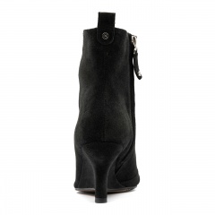 Czarne welurowe botki na koturnie z zamkiem 303G