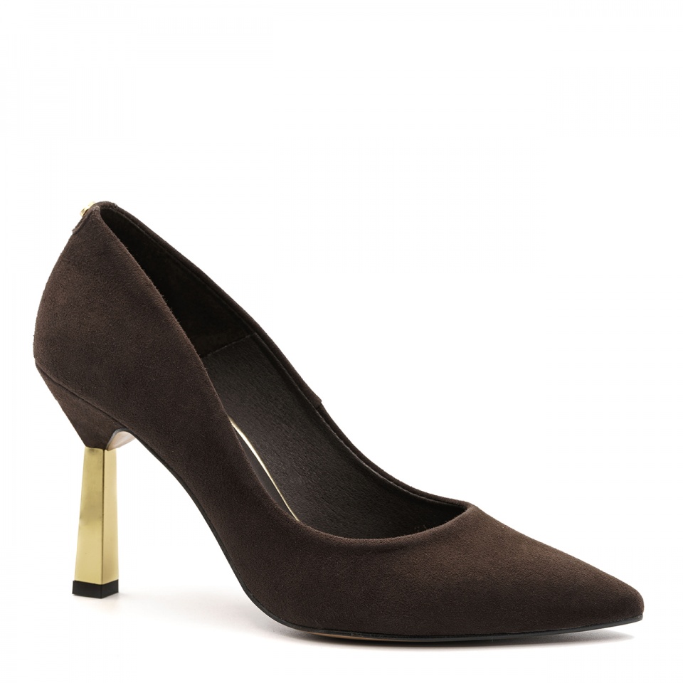 Czekoladowe czółenka na lustrzanej szpilce 231G