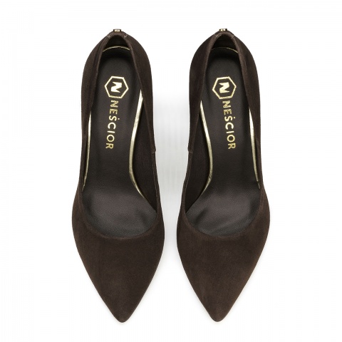 Czekoladowe czółenka na lustrzanej szpilce 231G