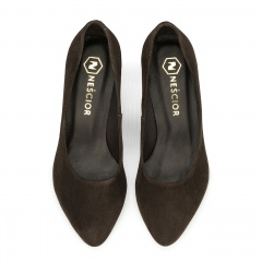 Czekoladowe czółenka na niskim obcasie 78H1