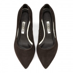 Czekoladowe czółenka na złotym obcasie 118C