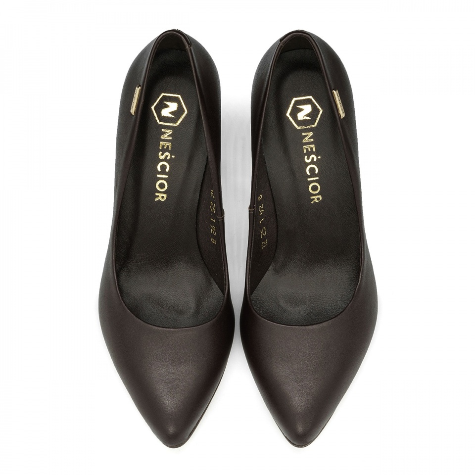 Czekoladowe czółenka na wysokim słupku 92B