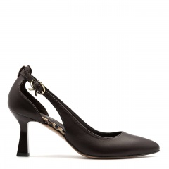 Czekoladowe skórzane czółenka z wycięciem 264C