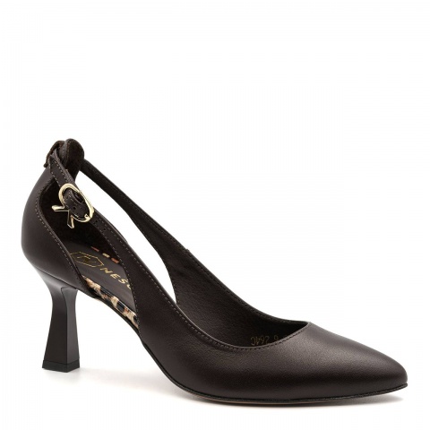 Czekoladowe skórzane czółenka z wycięciem 264C