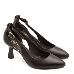 Czekoladowe skórzane czółenka z wycięciem 264C