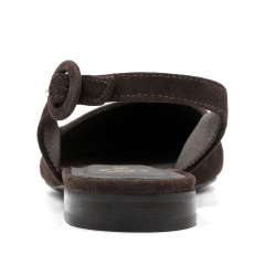 Brązowe zamszowe baleriny z odkrytą piętą 263V