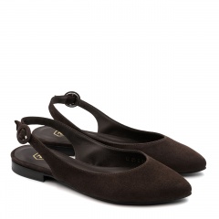 Brązowe zamszowe baleriny z odkrytą piętą 263V