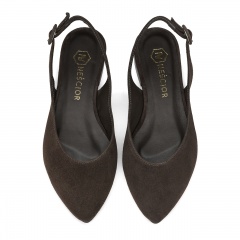 Brązowe zamszowe baleriny z odkrytą piętą 263V