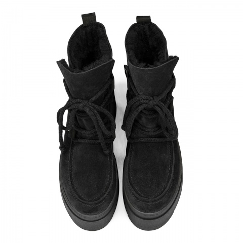 Czarne wiązane botki na platformie sohimmo 280E