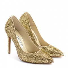  Klasyczne złote brokatowe szpilki