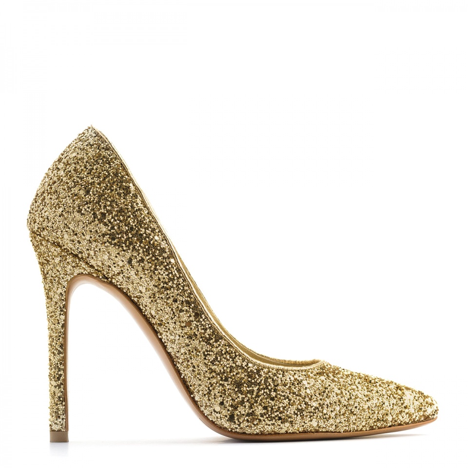 Złote klasyncze brokatowe szpilki 101L