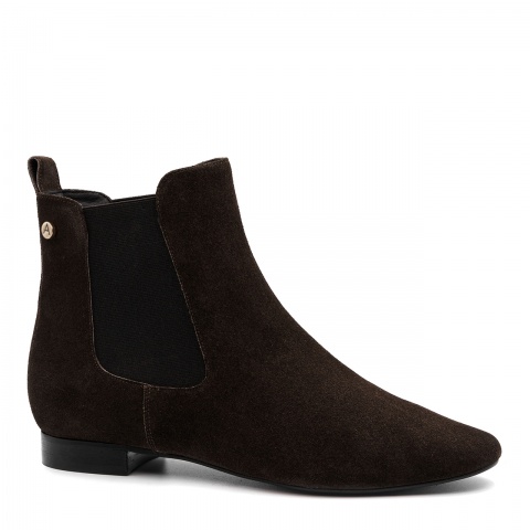 Brązowe welurowe botki z gumą 5AD28915225Z