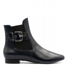 Granatowe skórzane botki z klamrą 5AD28915425Z