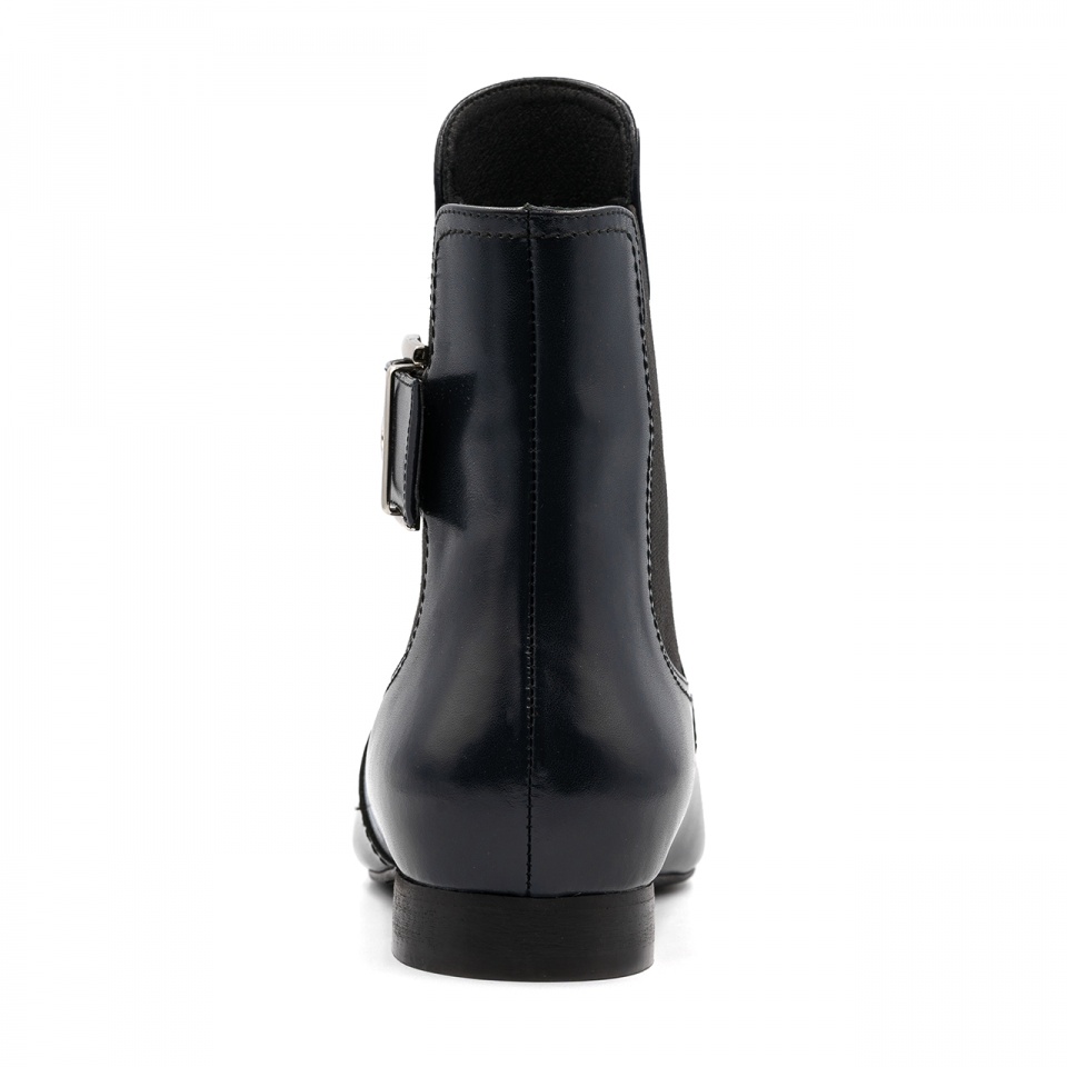 Granatowe skórzane botki z klamrą 5AD28915425Z