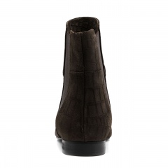 Ciemnobrązowe welurowe botki z gumą 5AD28913818Z